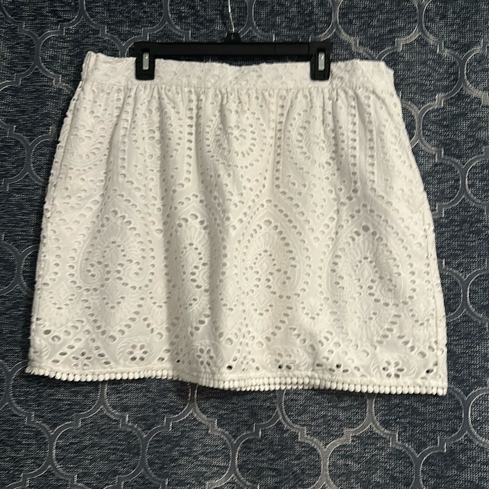 RYE GRASS women’s 16 white eyelet lace lined midi skirt